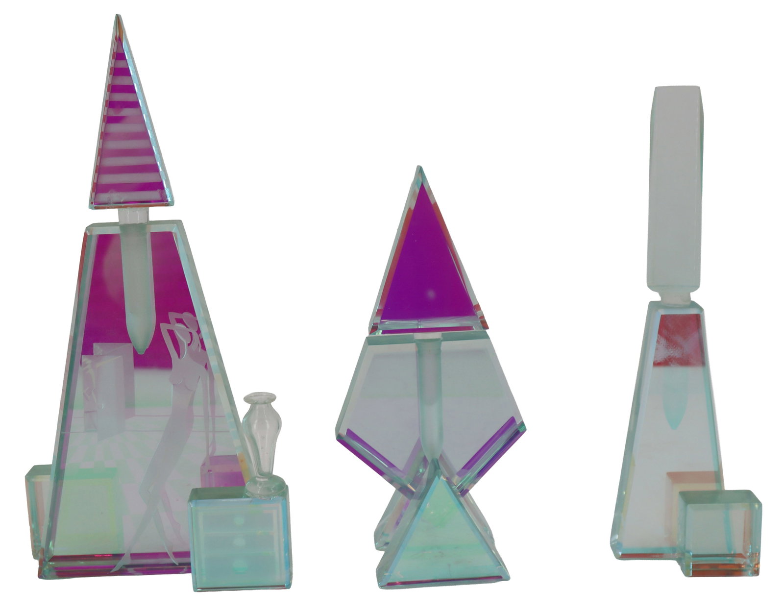 (3) Vintage Stephen Van Clements Iridescent Art Glass Perfume Bottles (1 of 13)