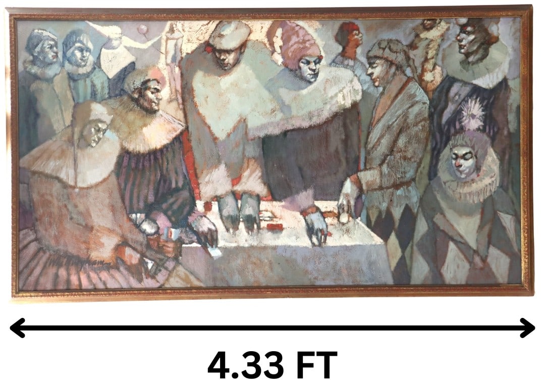 Bonnie Whittingham (1921-1997) American, Oil on Canvas, "Royal Flush": Bonnie Whittingham (1921-1997) American, Oil on Canvas, "Royal Flush". Signed lower left. Titled on plaque. Overall Size: 29 1/4 x 52 in. Sight Size: 26 1/2 x 49 1/2 in. &
