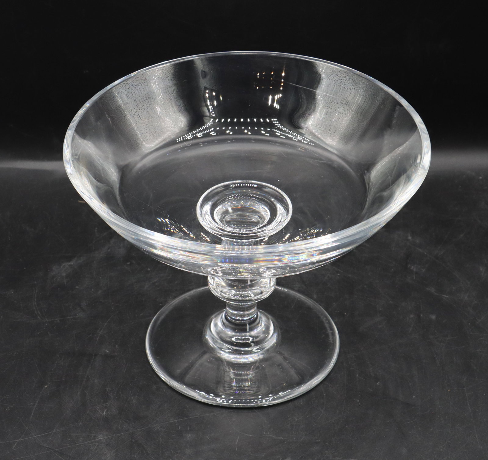 Val Saint Lambert State Plain Crystal Compote - 2