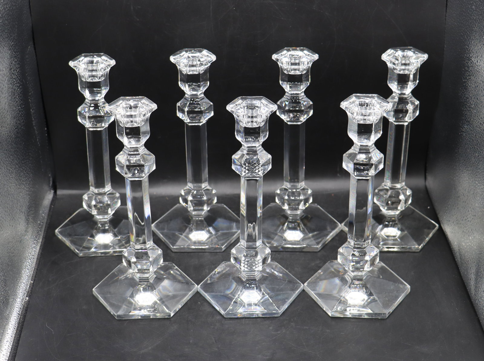 (7) Val Saint Lambert Crystal Candlesticks - 2