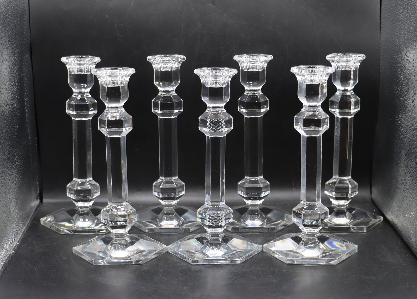 (7) Val Saint Lambert Crystal Candlesticks - 3