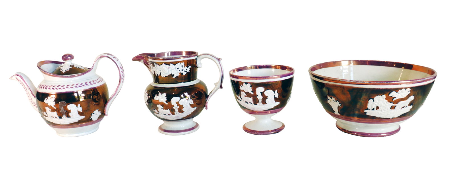 (4) Staffordshire Copper Lusterware Pieces (1 of 10)