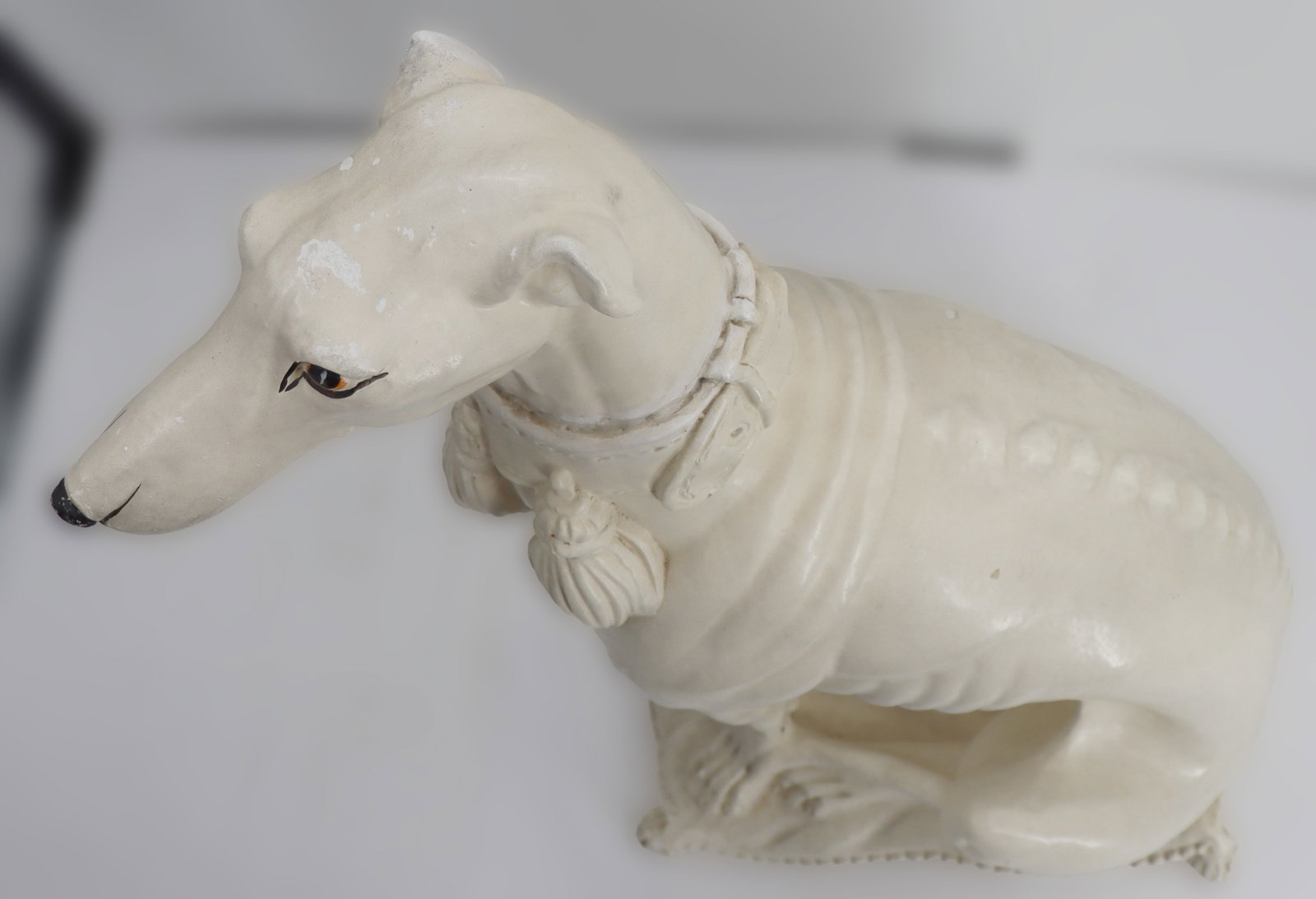 White Plaster Greyhound Statue - 2