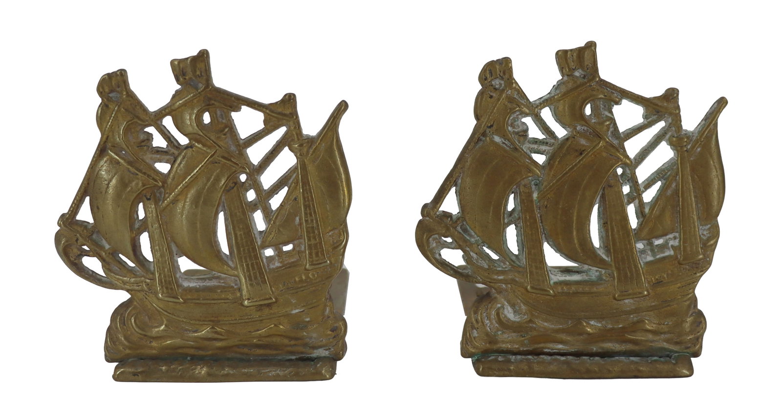 (2) Vintage Brass Mayflower Nautical Bookends (1 of 11)