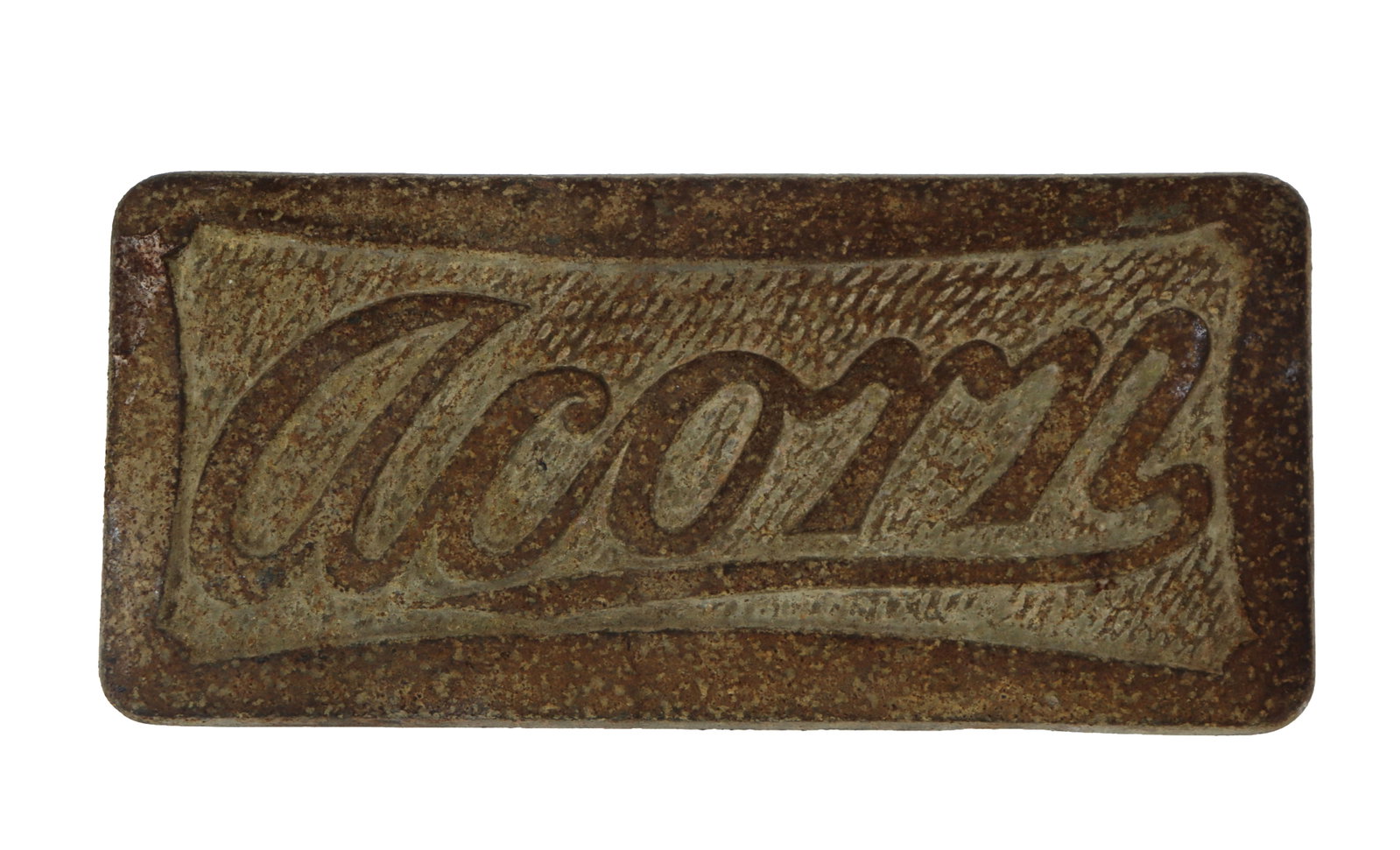 Antique Acorn Cast iron Stove Door Panel: Antique Acorn Cast iron Stove Door Panel. From an old Acorn model cast iron stove. Exactly what it says on the front. Further writing on the back. Size: 6 1/2 x 3 x 1/2 in.