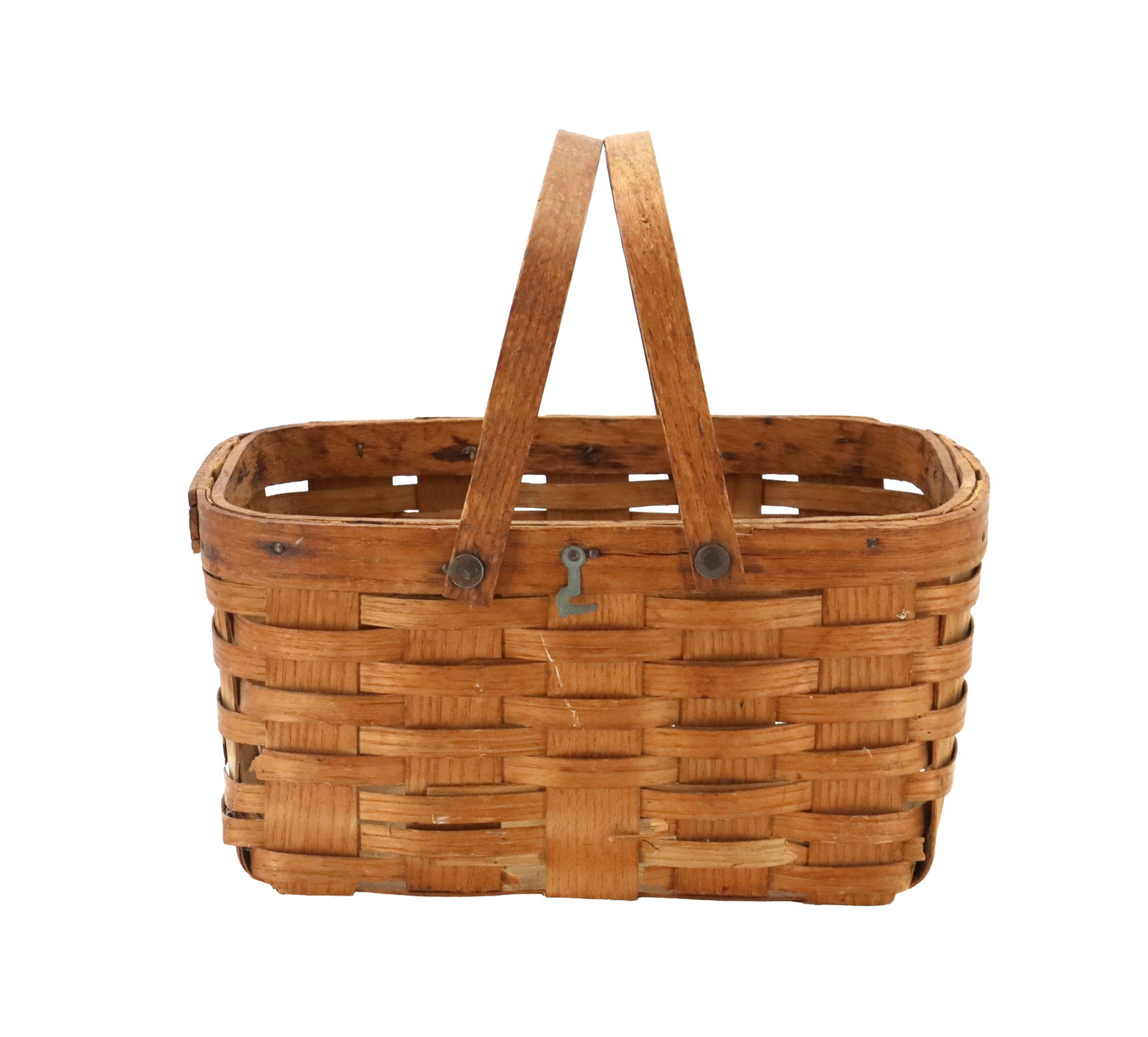Vintage New England Swing Handle Woven Basket (1 of 11)