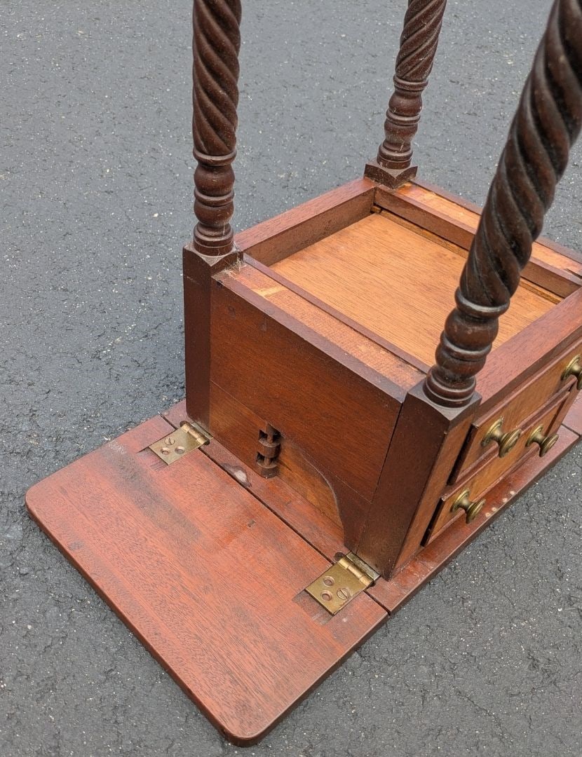 Empire Style Drop Leaf Work Table With Spiral Turned Legs - 5