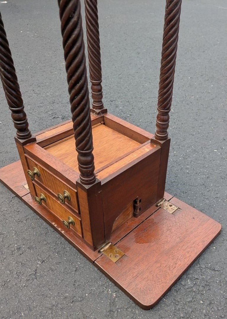 Empire Style Drop Leaf Work Table With Spiral Turned Legs - 6