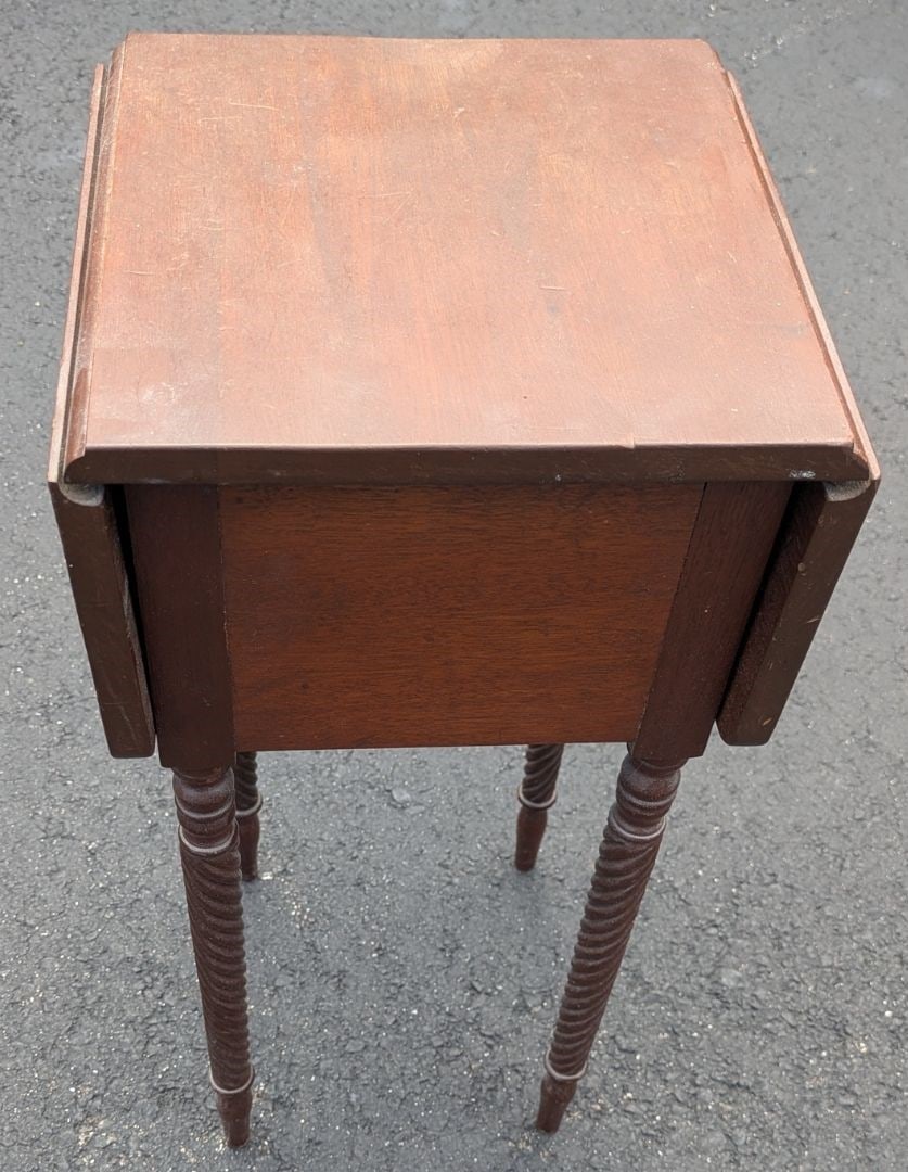 Empire Style Drop Leaf Work Table With Spiral Turned Legs - 7