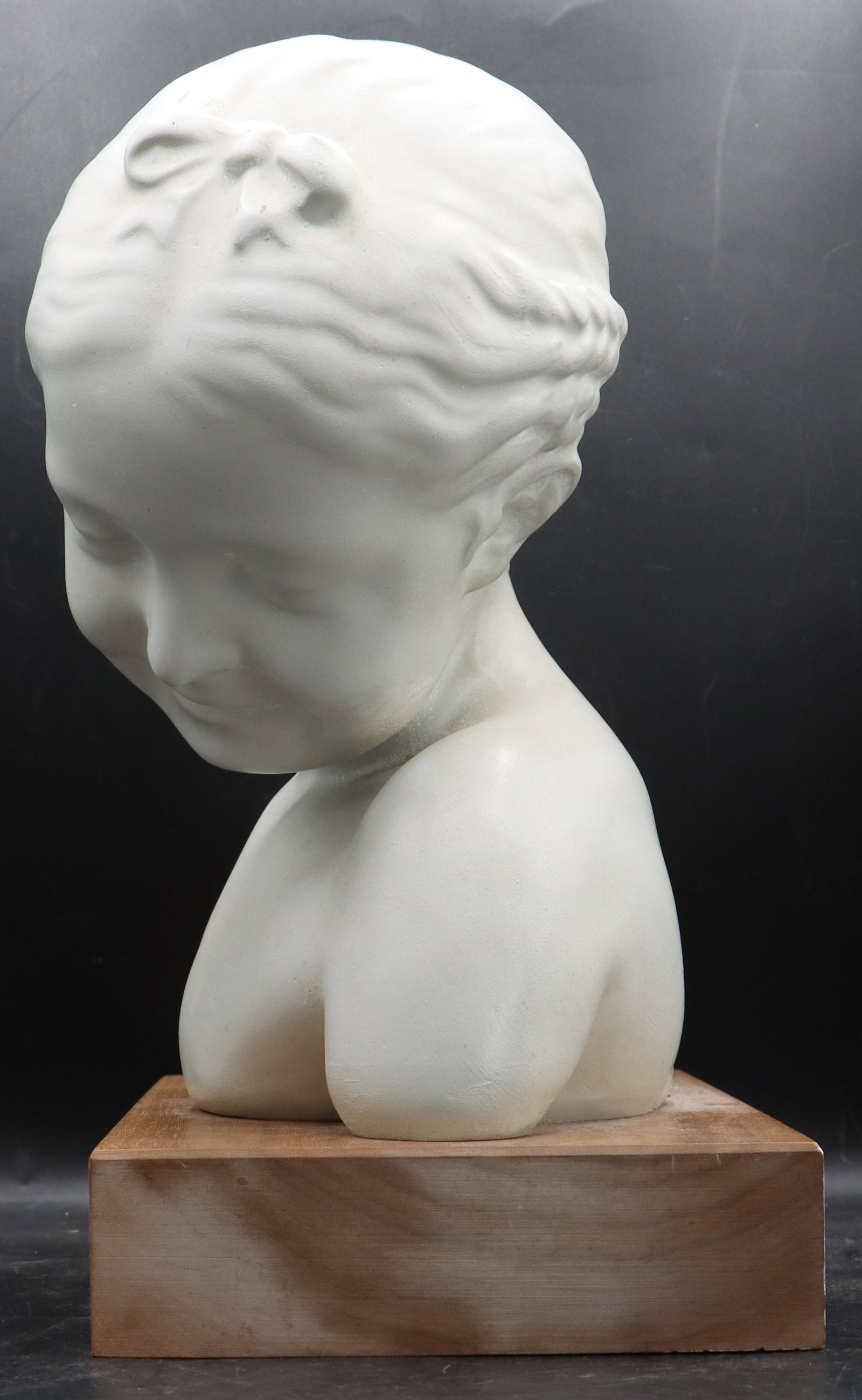 Plaster Childs Bust on Wood Stand - 4
