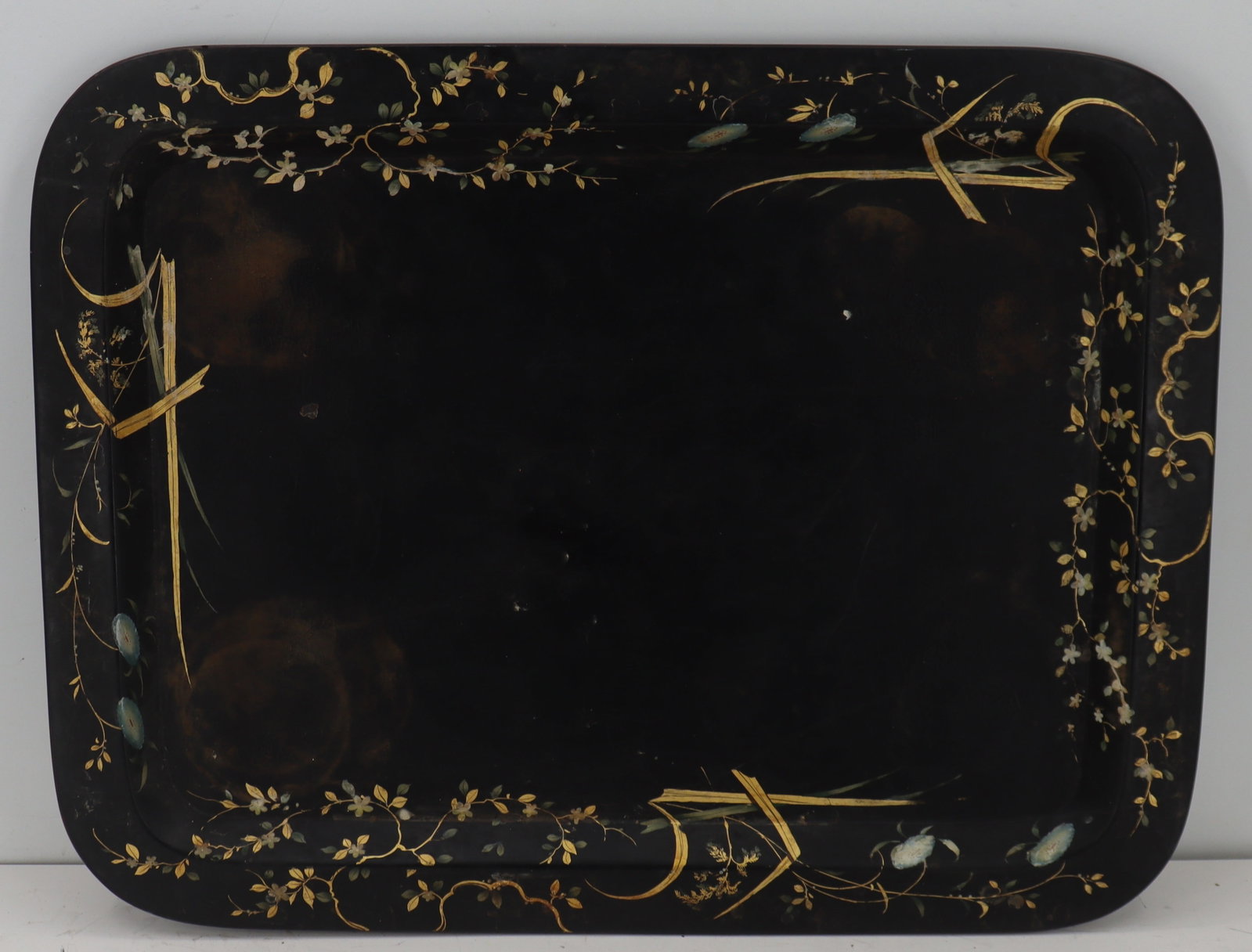Asian Rectangular Black Gilt Tray - 2