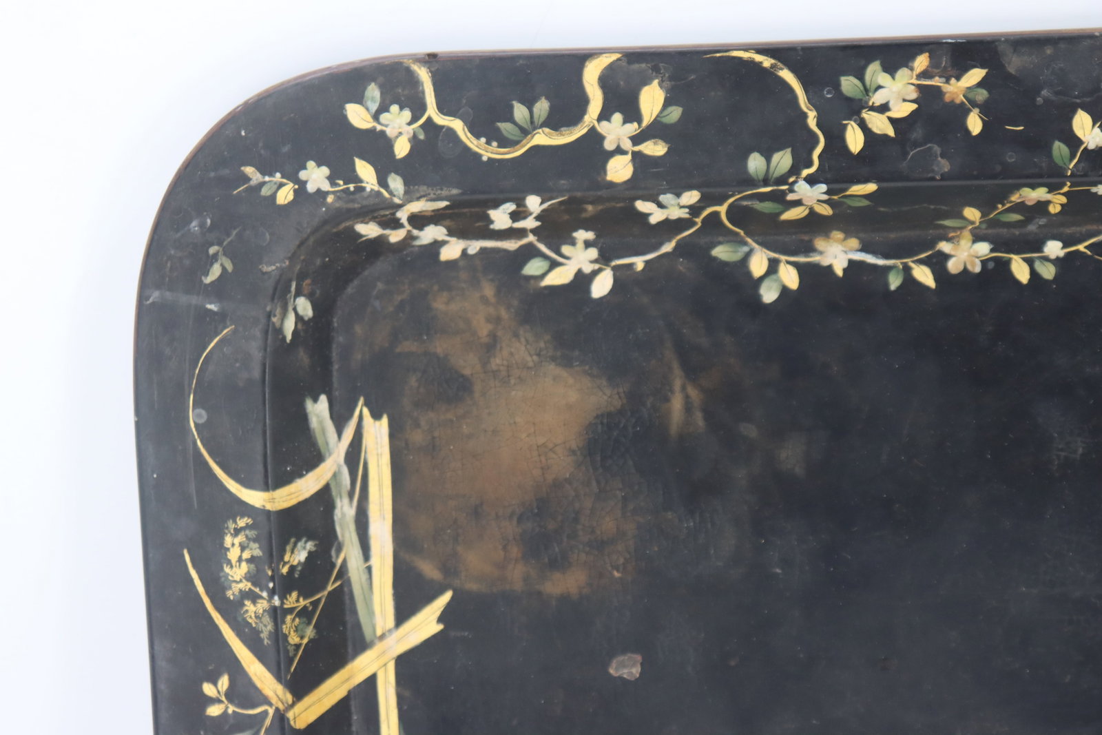 Asian Rectangular Black Gilt Tray - 3