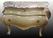 20th C. Italian Bombe Marble Top Commode