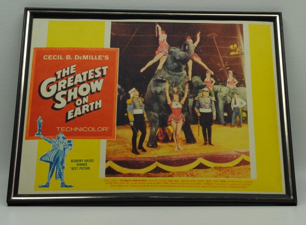 Cecil B. DeMille's 'The Greatest Show on Earth': Advertisement for Cecil B. DeMille's The Greatest Show on Earth starring Charlton Heston, Betty Hutton, Cornel Wilde and Dorothy Lamour. Overall: 11 x 14 in