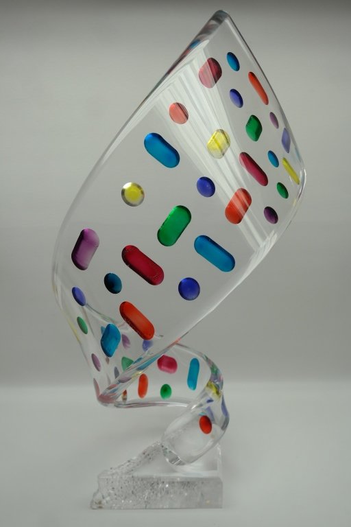 Signed Acrylic Multi-Colored Sculpture: Signed and dated. 6/250. Dated 12/97 Size: H: 30 in