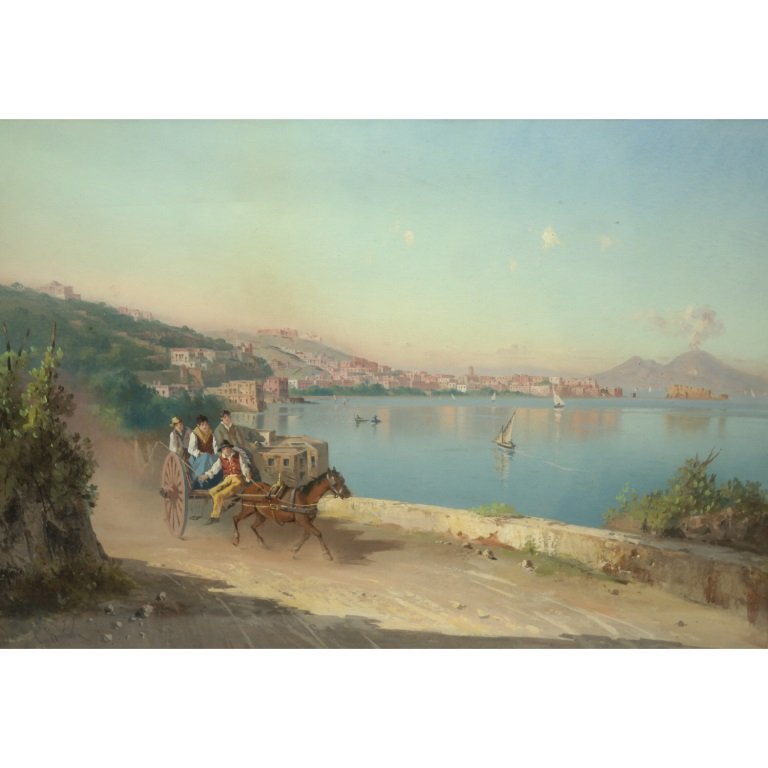 19th C. Mt. Vesuvius signed Giovanni Battista (1 of 6)