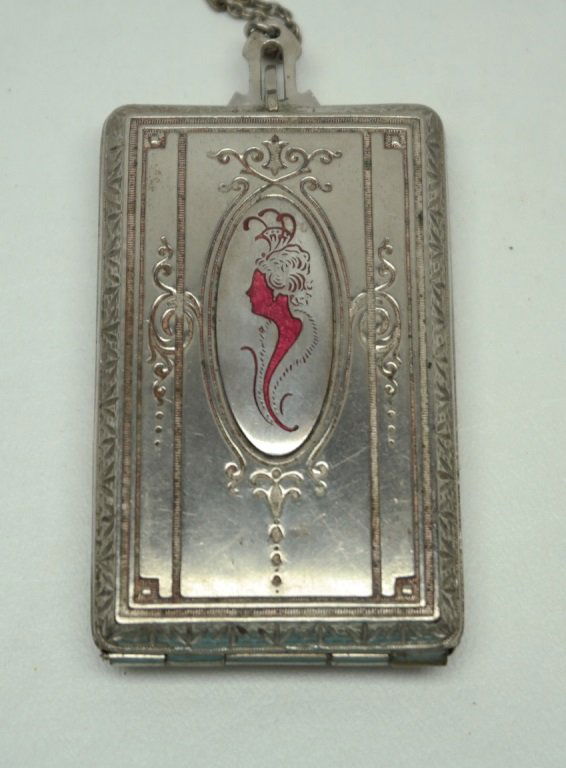 German Silver Compact w/ Enameled Portrait (1 of 3)