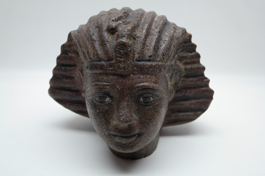 Hand Carved Stone Egyptian Style Pharaoh Head (1 of 6)