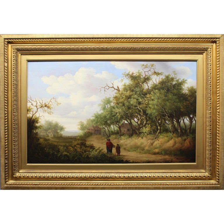 19th C. Oil/Board Landscape w/ Figures (1 of 9)