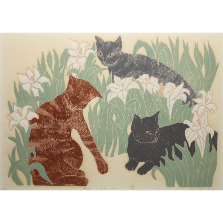 Ruth Conklin "Lolling in the Lillies" Lithograph: Ruth Conklin "Lolling in the Lillies" Lithograph. Signed Lower right. Numbered 3/70 lower left.