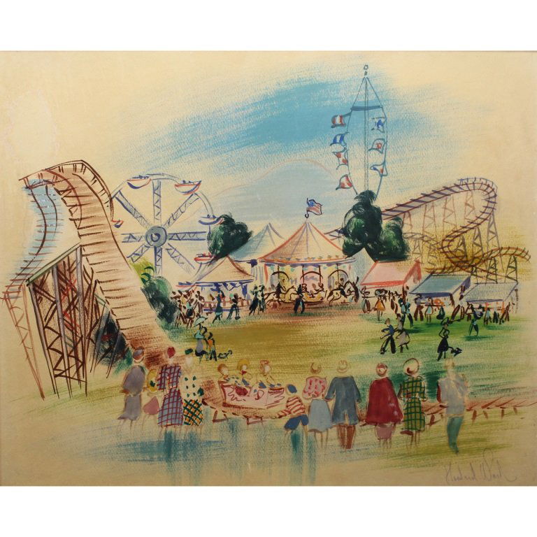 Vintage Signed Oil/Board Circus Scene (1 of 3)