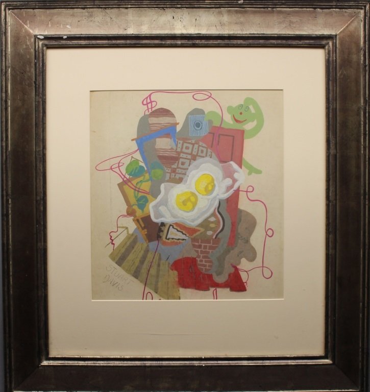 Attr. Stuart Davis (1892 - 1964) Abstract: Attr. Stuart Davis (1892 - 1964) Mixed Media Abstract. Sight Size: 13 x 12 inches. Pencil Signed 'Stuart Davis' Lower Left.