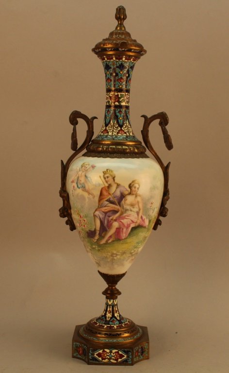 19th C. French Champleve Porcelain Urn (1 of 6)