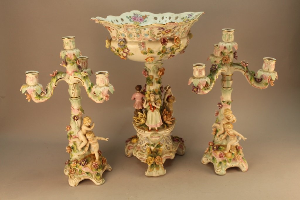 20th C. Figural Porcelain Centerpiece & Candelabra (1 of 5)