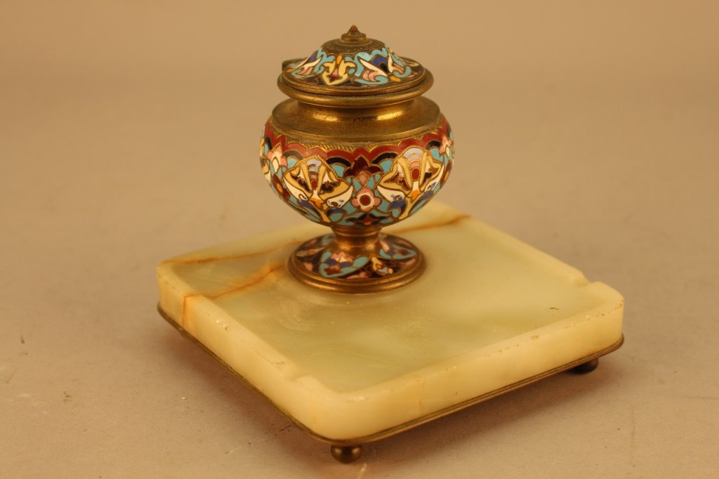 Antique French Champleve Inkwell (1 of 3)