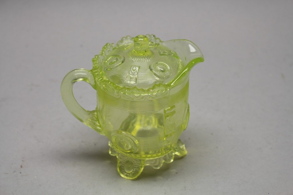 Canary Yellow Vaseline Creamer: Canary Yellow Vaseline Creamer. Canary Yellow Creamer Dewey Pattern 1898