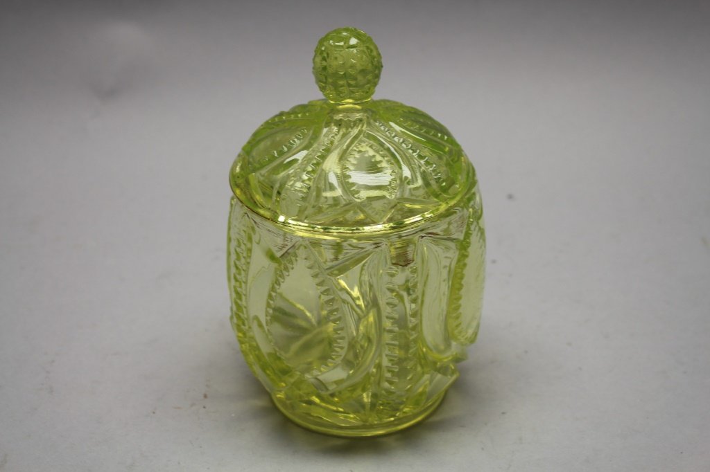 Canary Yellow Vaseline Covered Candy Dish (1 of 1)