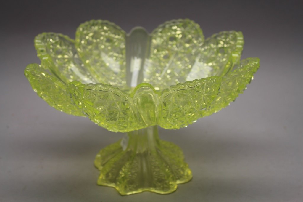 Canary Yellow Vaseline Glass Compote (1 of 3)
