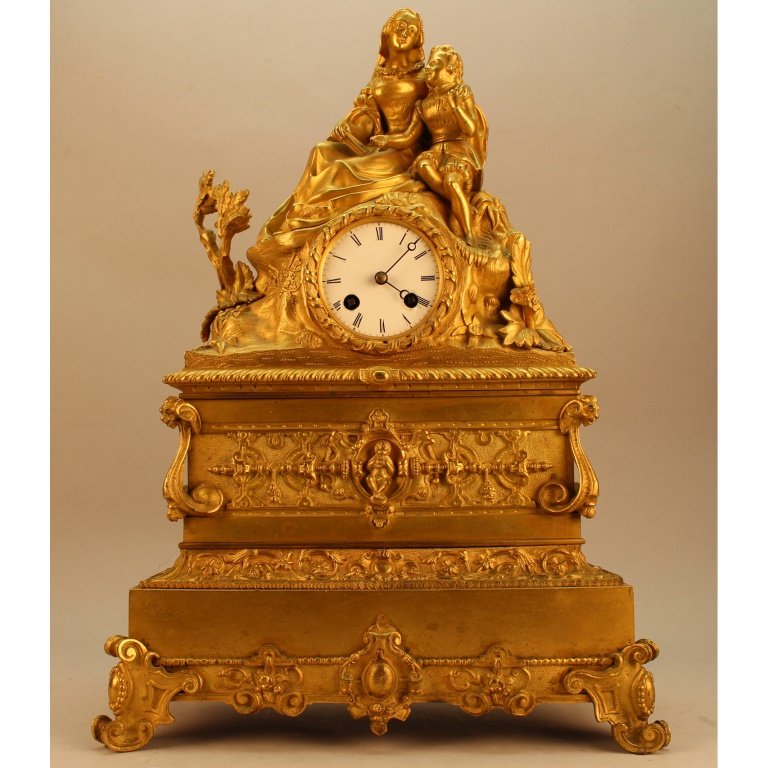 Large Gilt Bronze French Empire Clock (1 of 6)