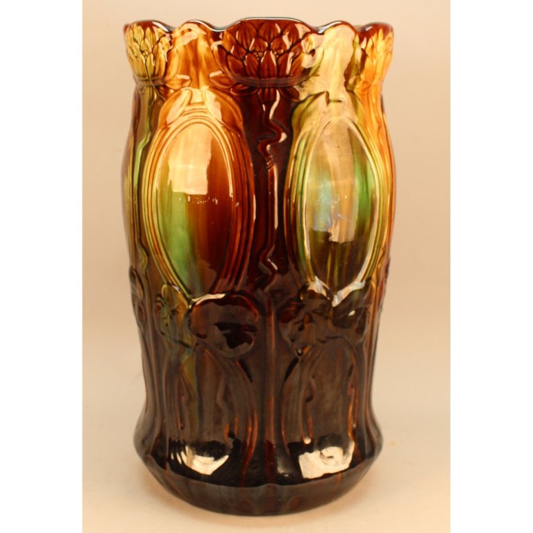 Antique Majolica Umbrella Stand Blended Glaze