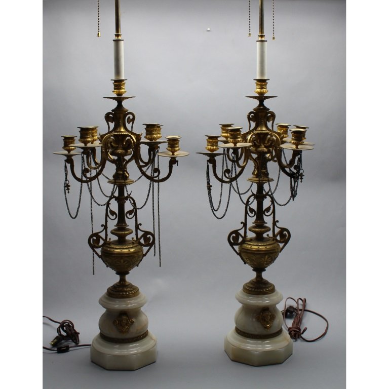 Large 19th C. French Onyx/Dore Bronze Candelabra (1 of 8)