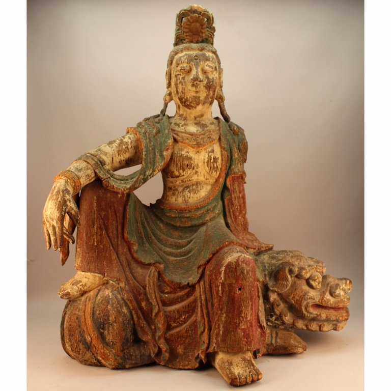 Late Qing Dynasty Seated Bodhisattva Manjursi (1 of 7)