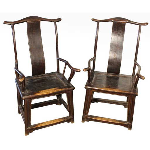 Pair Of Antique Chinese Huanghuali Arm Chairs - Pair Of Antique Chinese Huanghuali Arm Chairs