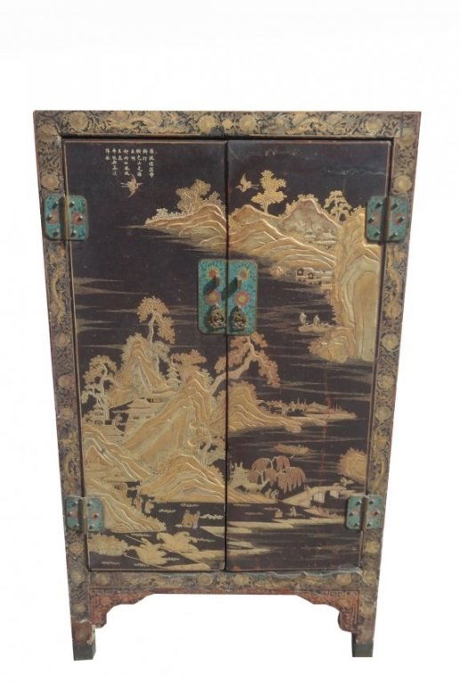 Fine Chinese Gilt Lacquer Qing Dynasty Signed Cabi (1 of 6)