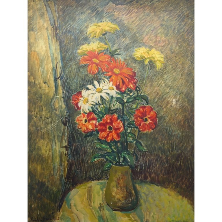 Emile Bernard (1868-1941) French Still Life: Emile Bernard (1868 - 1941) French Still Life. Signed lower left. Oil/Board. Sight Size: 23.5 x 17.5 inches. Emile Bernard was born in Lille, France in 1868 and studied at the Academie of Fernand Corm