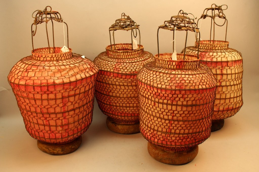 4 Antique Red Chinese Lanterns (1 of 3)