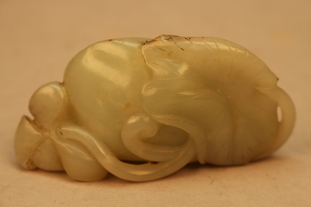 19th C. Chinese Jade Floral Carving. (1 of 3)