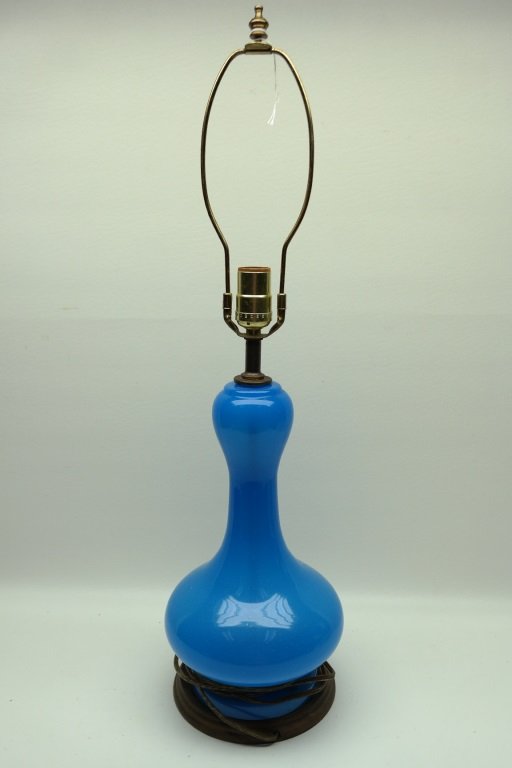 Antique French Blue Opaline Lamp (1 of 2)