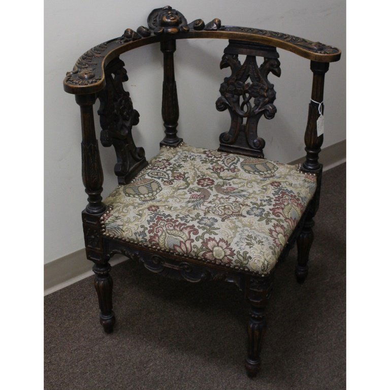 19th C. Italian Carved Corner Chair (1 of 4)