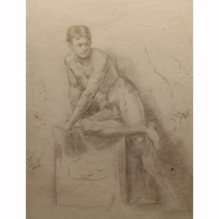 19th C. French School Male Drawing (1 of 5)
