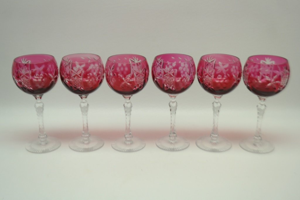 (6) Cranberry Glass Goblets (1 of 3)