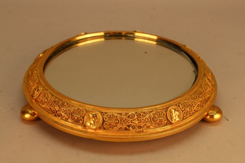 Antique Gilt Bronze Medallion Pattern Plateau (1 of 3)
