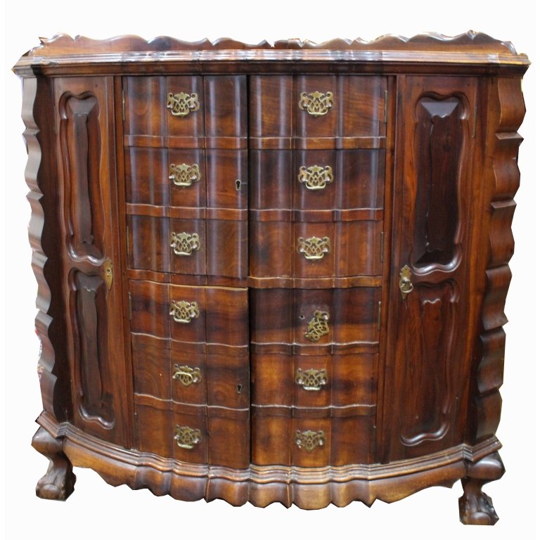 Antique South African Stinkwood Corner Chest: Antique South African Stinkwood Corner Chest with Ball/Claw feet. Dimensions: 36 x 27 x 27 in.