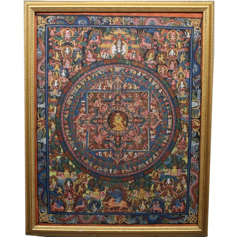 Framed 19th C Tibetan Thangka (1 of 6)