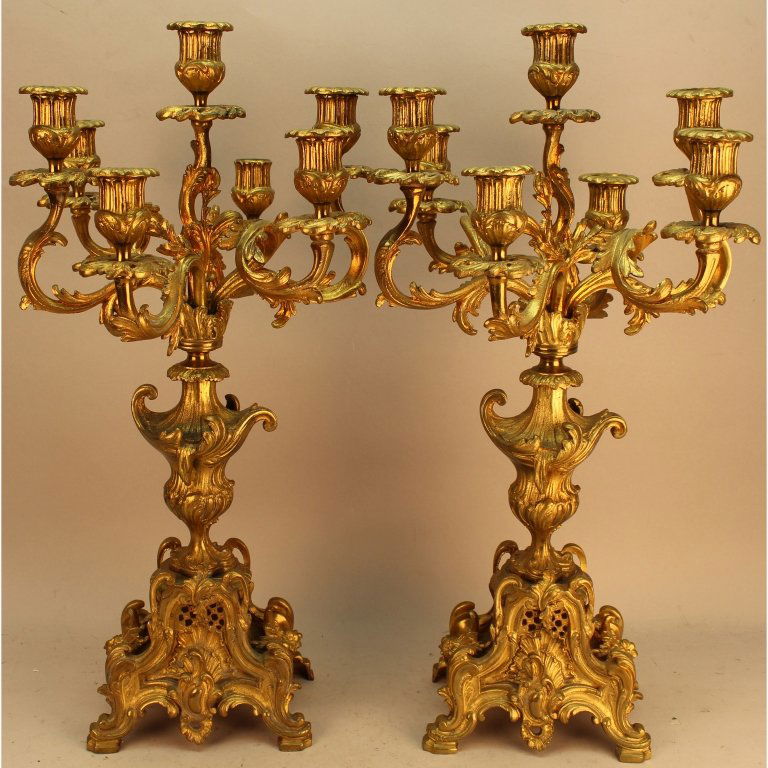 Pair of Antique Gilt Bronze Candelabra (1 of 5)