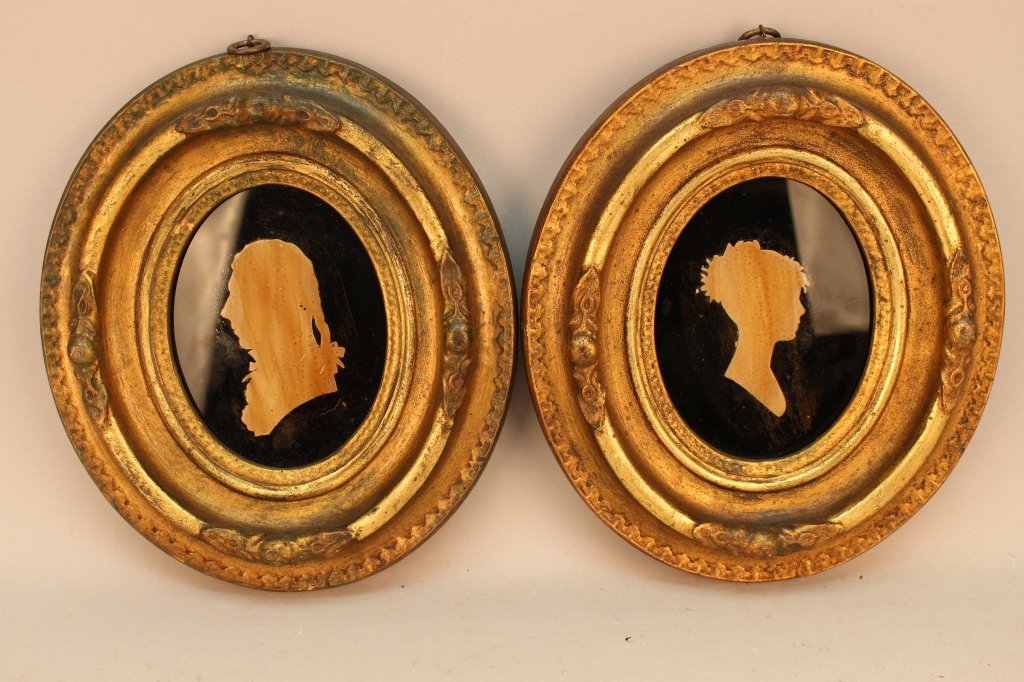 Pair Antique Borghese Framed  Oval Silhouettes (1 of 4)